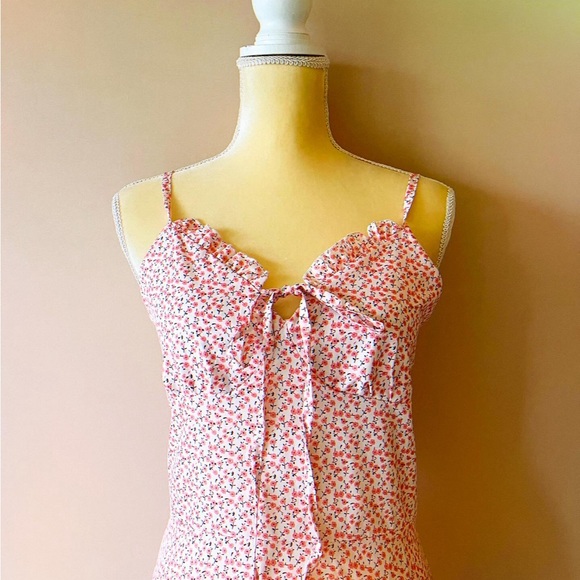 Pink floral mini dress dress size L - Picture 3 of 9